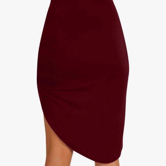 Simlu high low drape two layer skirt burgundy wine large - Picture 3 of 12